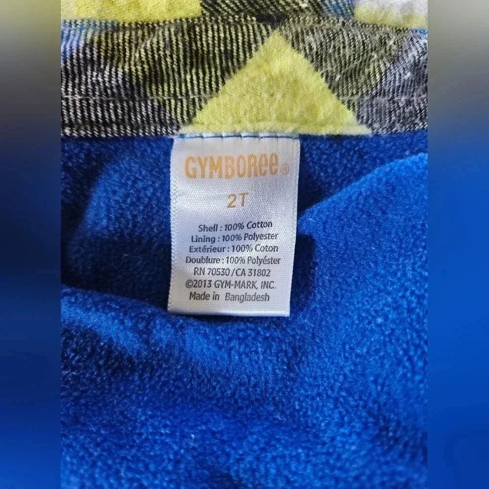 Gymboree Boys Plaid Flannel Shirt Yellow Blue‎ Black Long Sleeve Size 2T